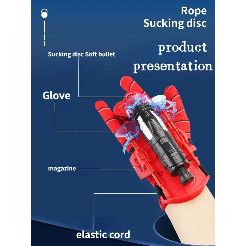 Cobweb Ejector Spider Man Super Hero Gloves Childern Toy Boy Decoraction for Cosplayer Emissionable Soft Bullet Gun