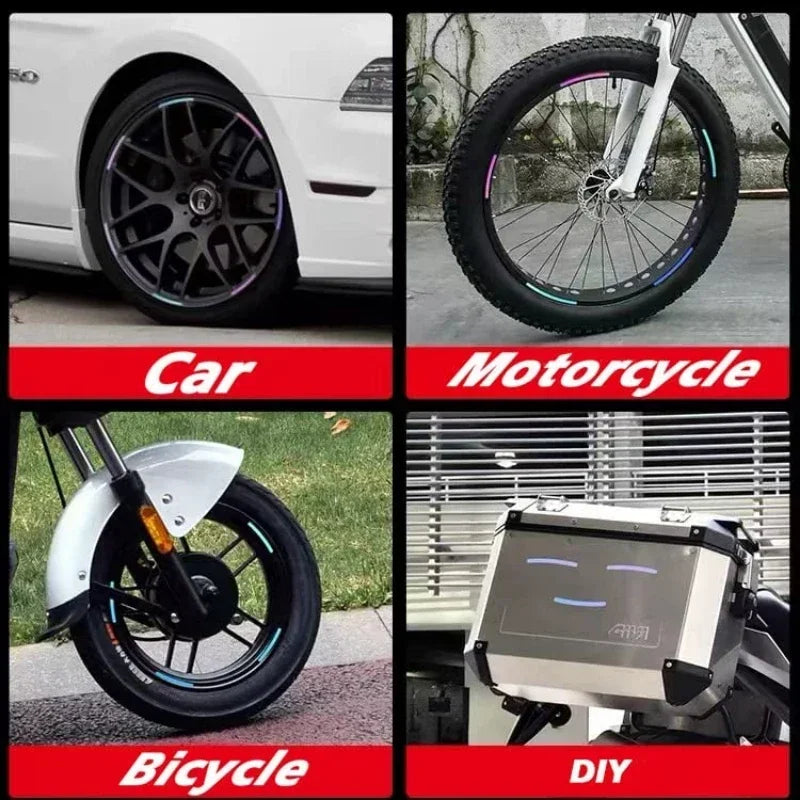 Car Motorcycle Wheel Reflective Strips Colorful Hub Stickers Car Styling Decal Sticker Auto Moto Decoration Accessories