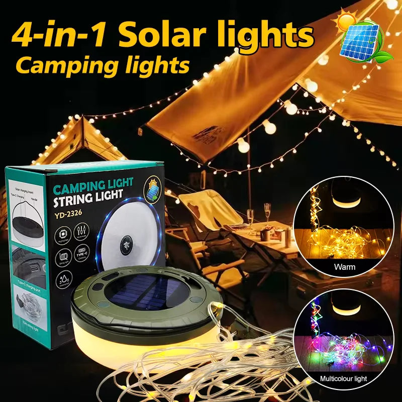 Solar Camping light Outdoor Atmosphere Waterproof Lamp Recyclable portable multicolour  LED Strip for Garden Tent Decor