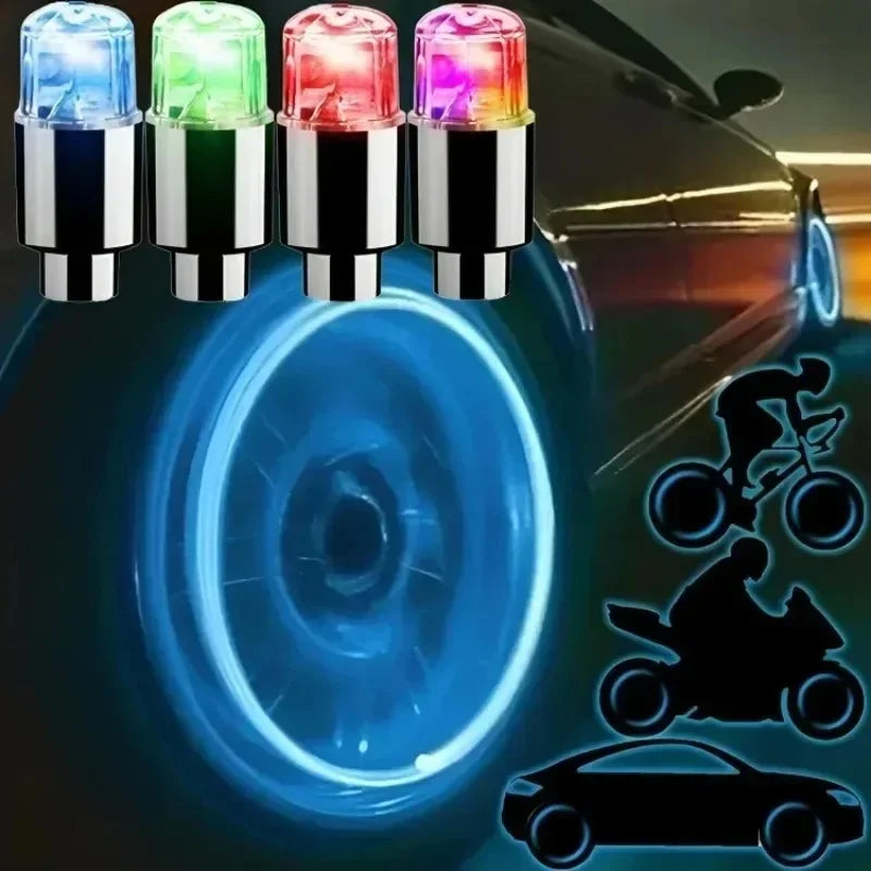 Air Valve Caps with Lights for Motorcycles Bicycles LED Tire Valve Cap Lights Tire Lights Car Electric Vehicles Modification