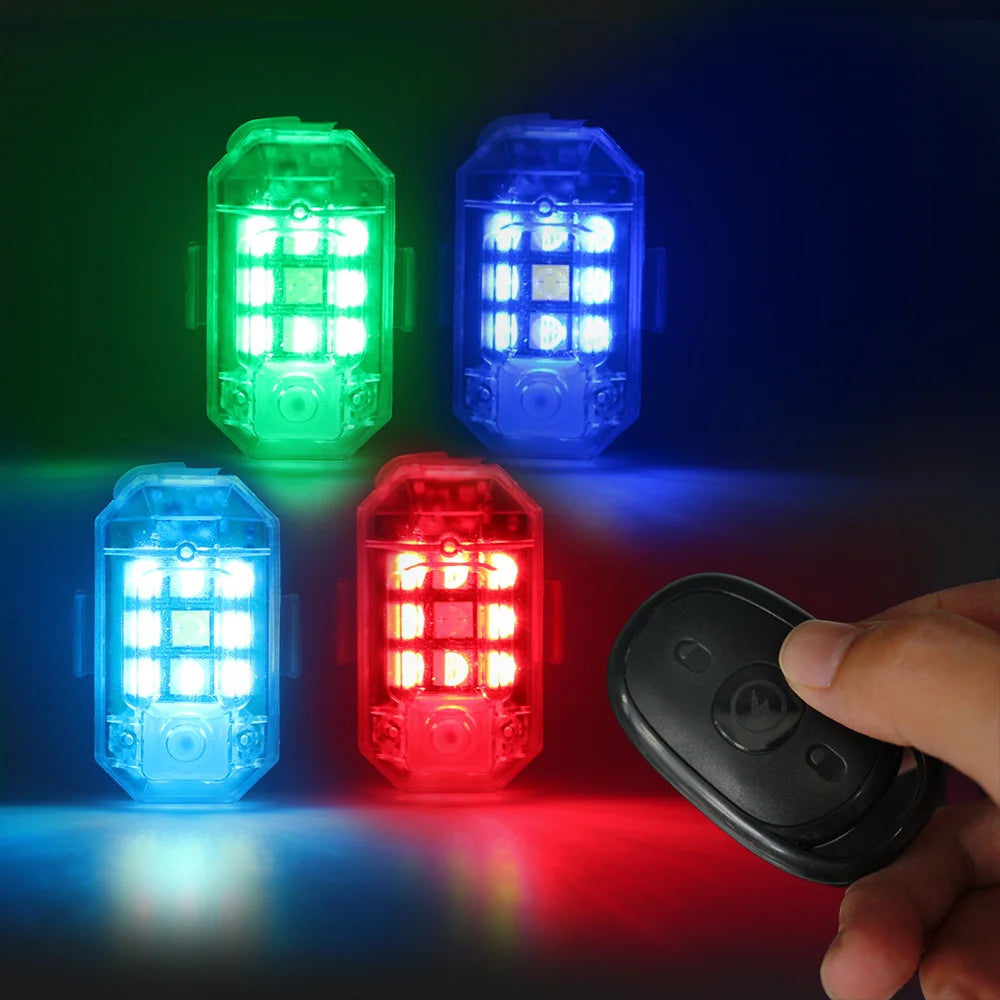 1/2/4pcs Wireless LED Drone Strobe Light for Motorcycle Car Bike Remote Control Anti-collision Warning Light Signal Light