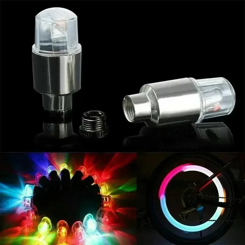 Air Valve Caps with Lights for Motorcycles Bicycles LED Tire Valve Cap Lights Tire Lights Car Electric Vehicles Modification
