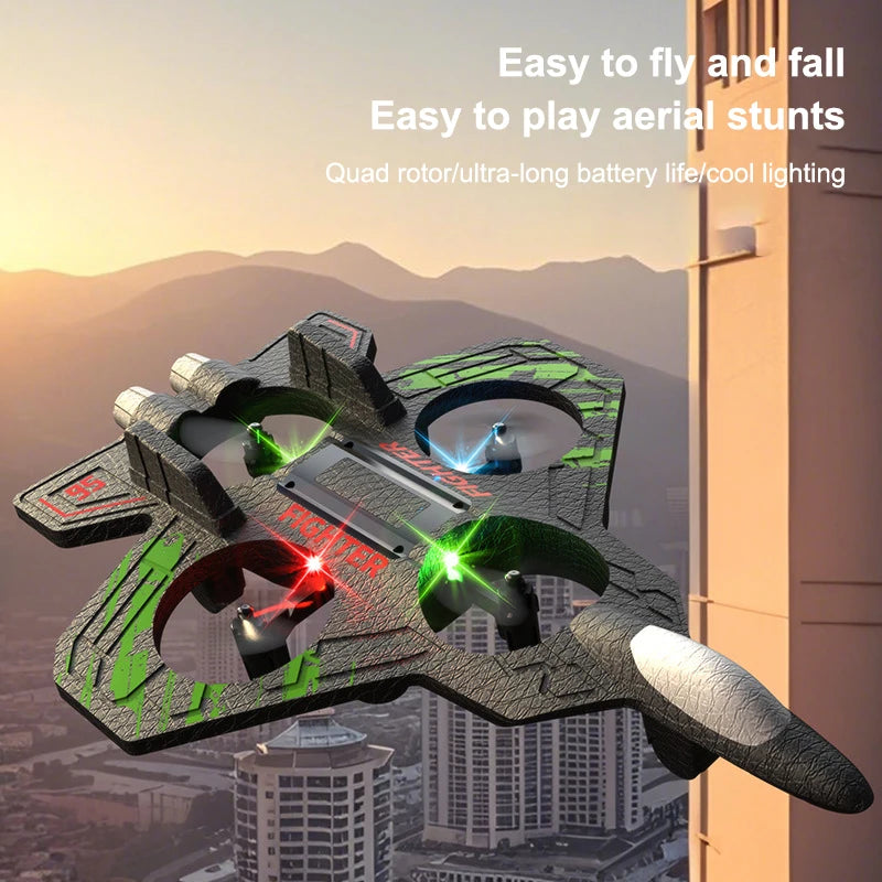 1 Set Electric Foam Glider Stunt Tumbling UAV Hovering Helicopter With LED Lights 2.4G Remote Control Fighter Aircraft Model