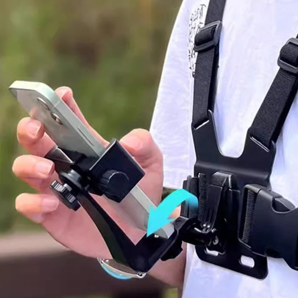 Universal Phone Holder For 4.7-7.12" Cellphone Mobile Chest Harness Holders with Adjustable Strap Front Chest Mount Bracket