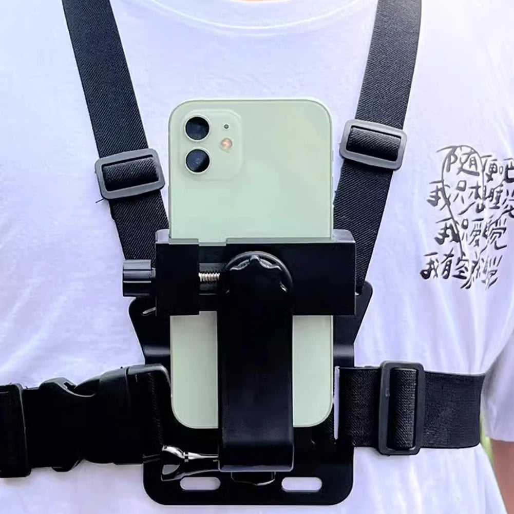 Universal Phone Holder For 4.7-7.12" Cellphone Mobile Chest Harness Holders with Adjustable Strap Front Chest Mount Bracket