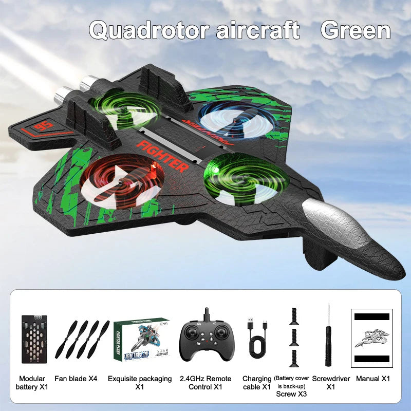 1 Set Electric Foam Glider Stunt Tumbling UAV Hovering Helicopter With LED Lights 2.4G Remote Control Fighter Aircraft Model