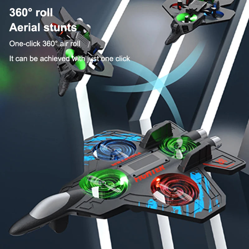 1 Set Electric Foam Glider Stunt Tumbling UAV Hovering Helicopter With LED Lights 2.4G Remote Control Fighter Aircraft Model