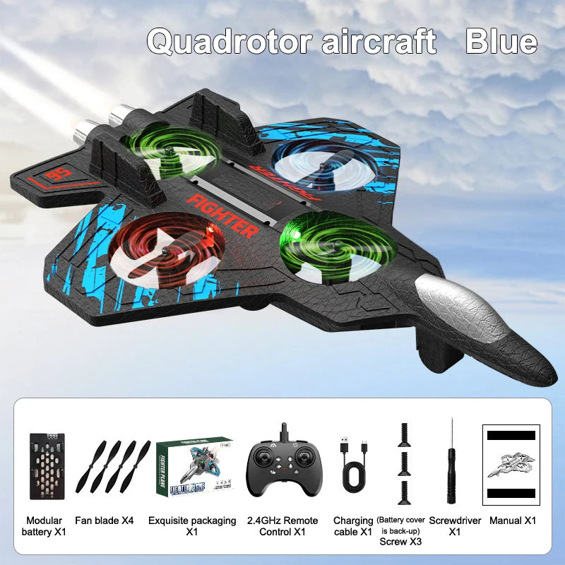 1 Set Electric Foam Glider Stunt Tumbling UAV Hovering Helicopter With LED Lights 2.4G Remote Control Fighter Aircraft Model
