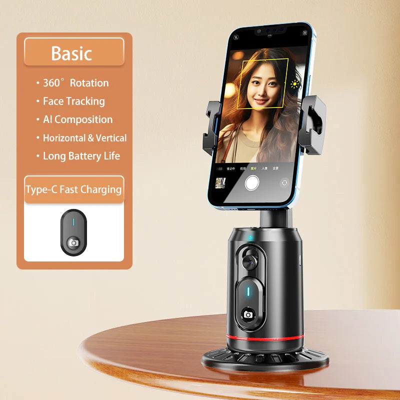 Auto Face AI Tracking Gimbal Stabilizer Tripod Selfie Stick Phone Shooting Stand Remote 360° Rotating Phone Holder