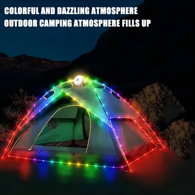 Solar Camping light Outdoor Atmosphere Waterproof Lamp Recyclable portable multicolour  LED Strip for Garden Tent Decor