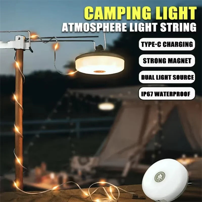 Solar Camping light Outdoor Atmosphere Waterproof Lamp Recyclable portable multicolour  LED Strip for Garden Tent Decor
