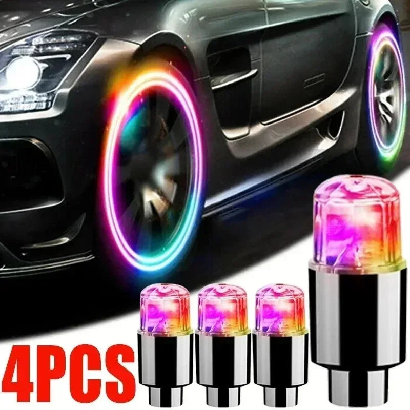 Air Valve Caps with Lights for Motorcycles Bicycles LED Tire Valve Cap Lights Tire Lights Car Electric Vehicles Modification