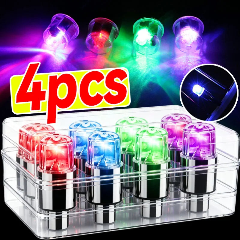 Air Valve Caps with Lights for Motorcycles Bicycles LED Tire Valve Cap Lights Tire Lights Car Electric Vehicles Modification