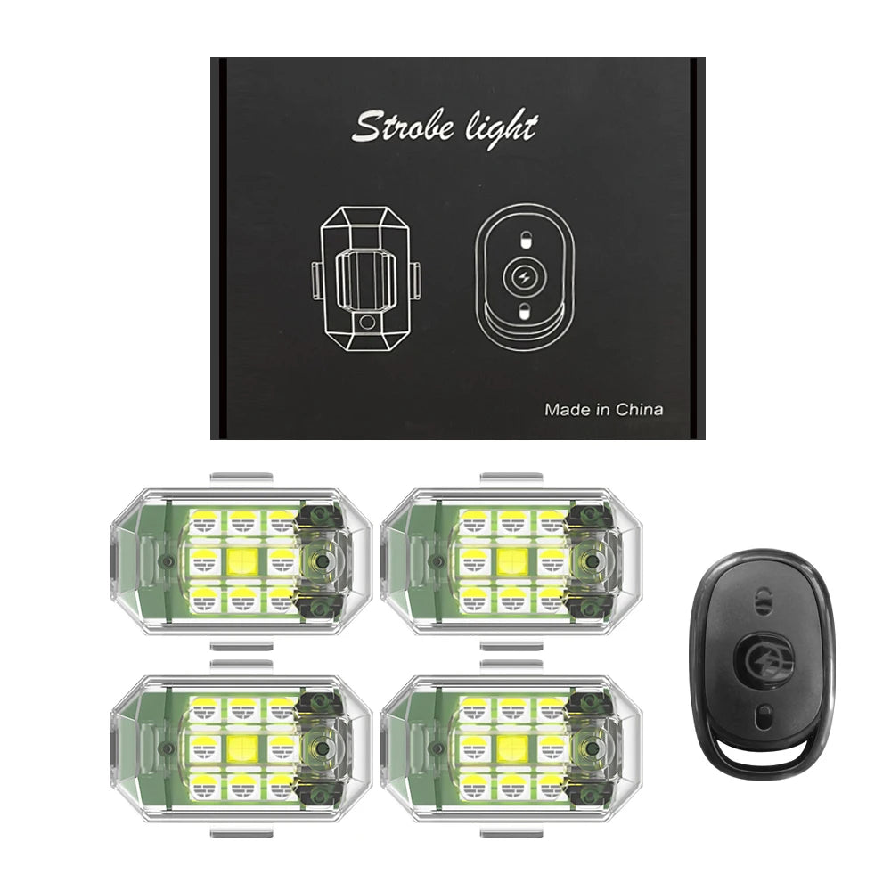 1/2/4pcs Wireless LED Drone Strobe Light for Motorcycle Car Bike Remote Control Anti-collision Warning Light Signal Light