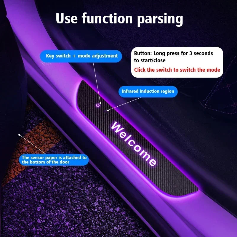 Carbon fiber For Atto 3 EV yuan song han Customized Car Welcome Door illuminated Sill Light Logo Lamp LED Pedal Decoration