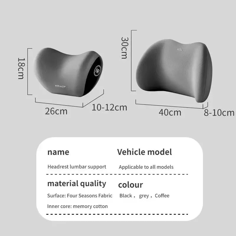 Memory Foam Car Neck Pillow Breathable Lumbar Support Backrest Pressure Relief Headrest Pillow Auto Interior Accessories
